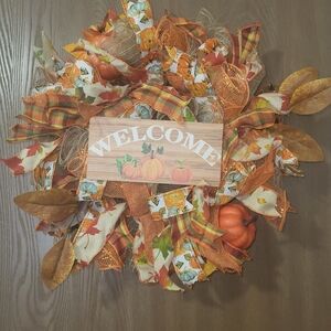 Autumn Welcome Wreath with Pumpkins